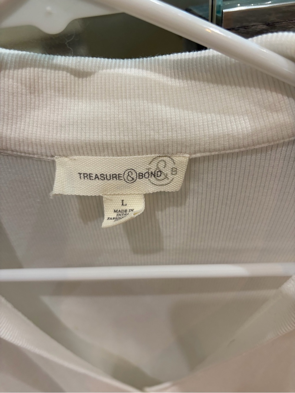 Treasure & Bond Lightweight Ribbed Crew Neck Sweater in Off-White
